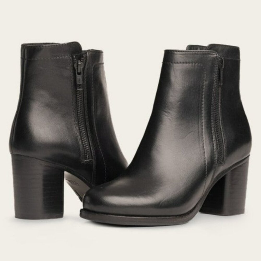 EUC Frye Addie Double Zip Black Leather Ankle Booties - Picture 2 of 12